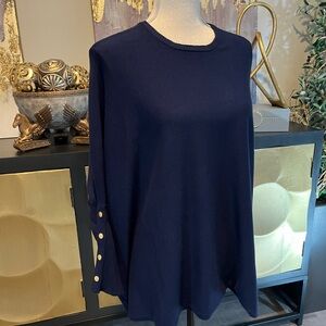 Navy Boxy Long Sleeve Sweater